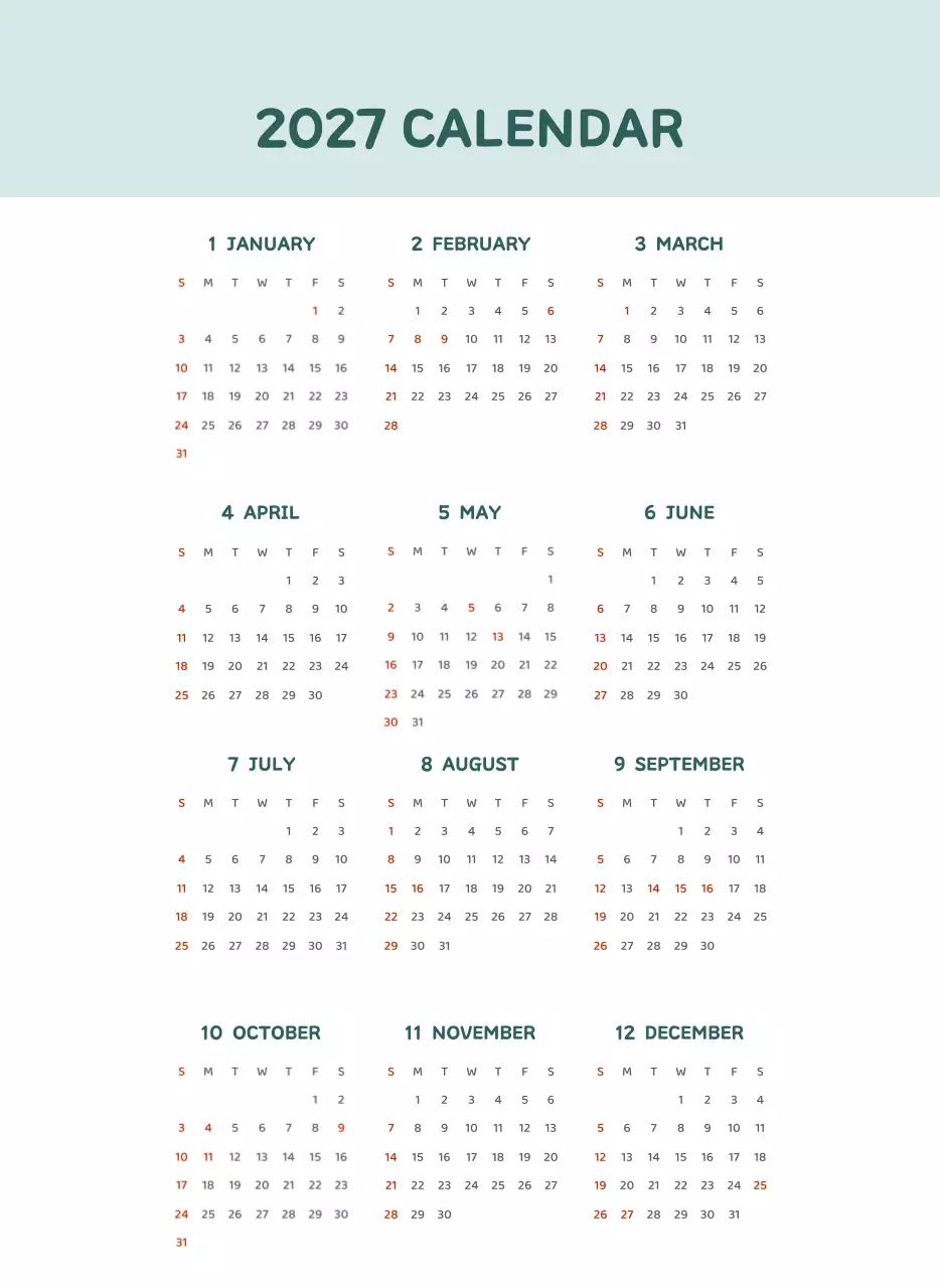 다양한 컬러의 감성적인 일러스트가 들어간 달력