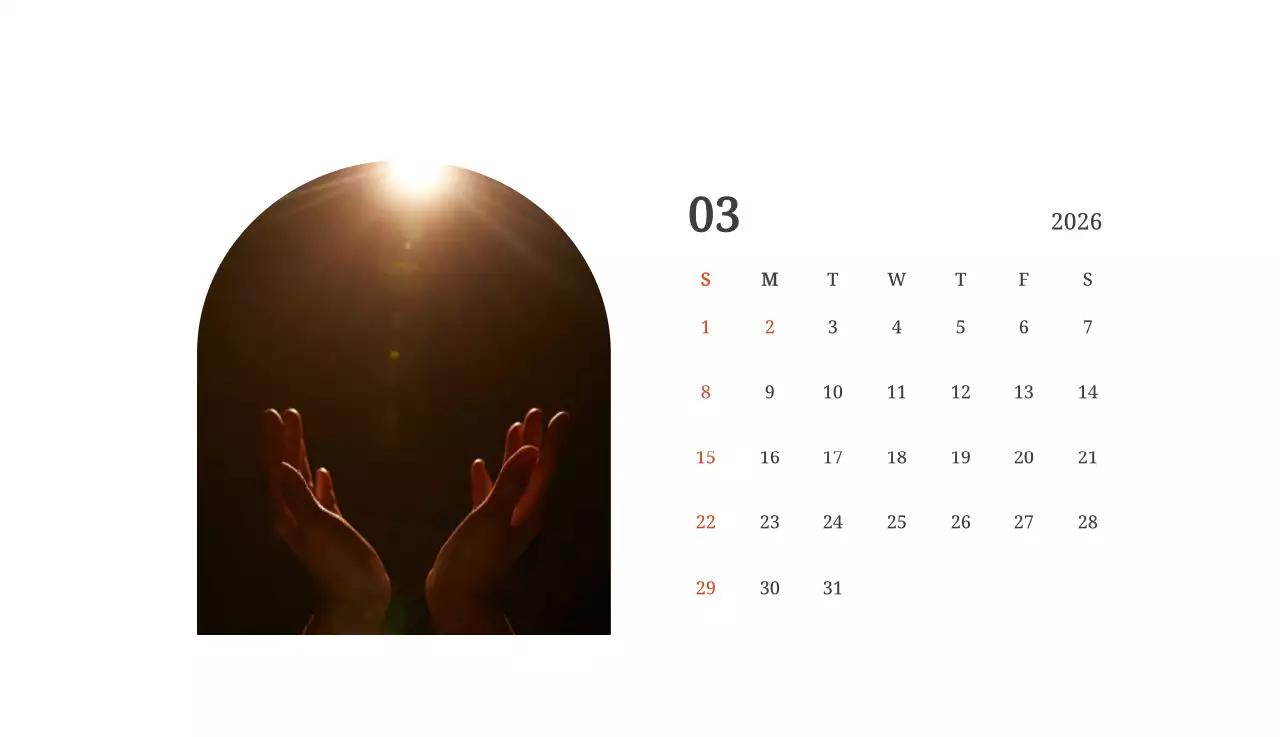 풍경 속 교회가 돋보이는 사진들로 이루어진 달력