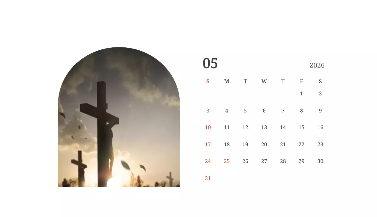 풍경 속 교회가 돋보이는 사진들로 이루어진 달력