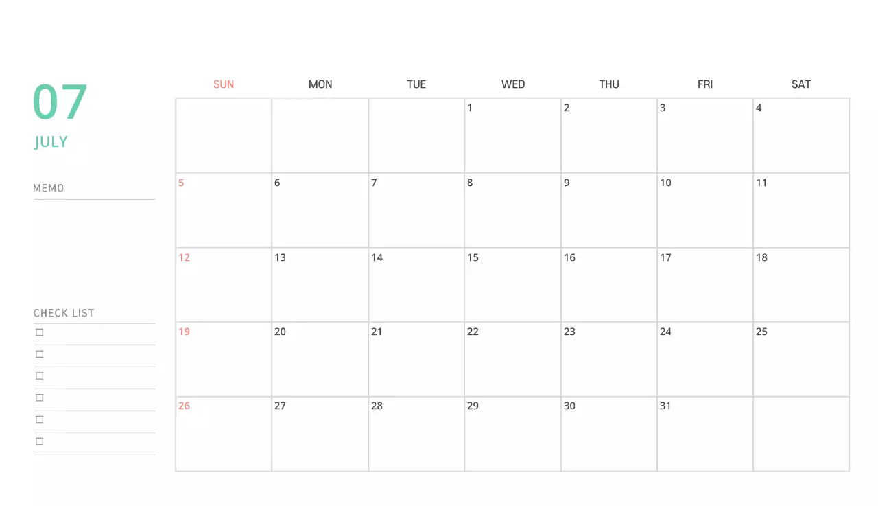 귀여운 일러스트 초록색 가족테마 탁상달력