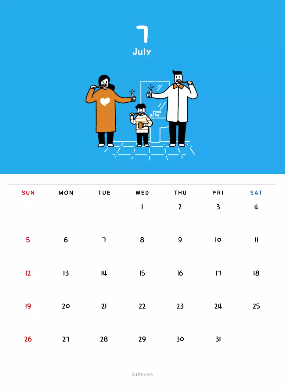 귀여운 일러스트의 신년 달력