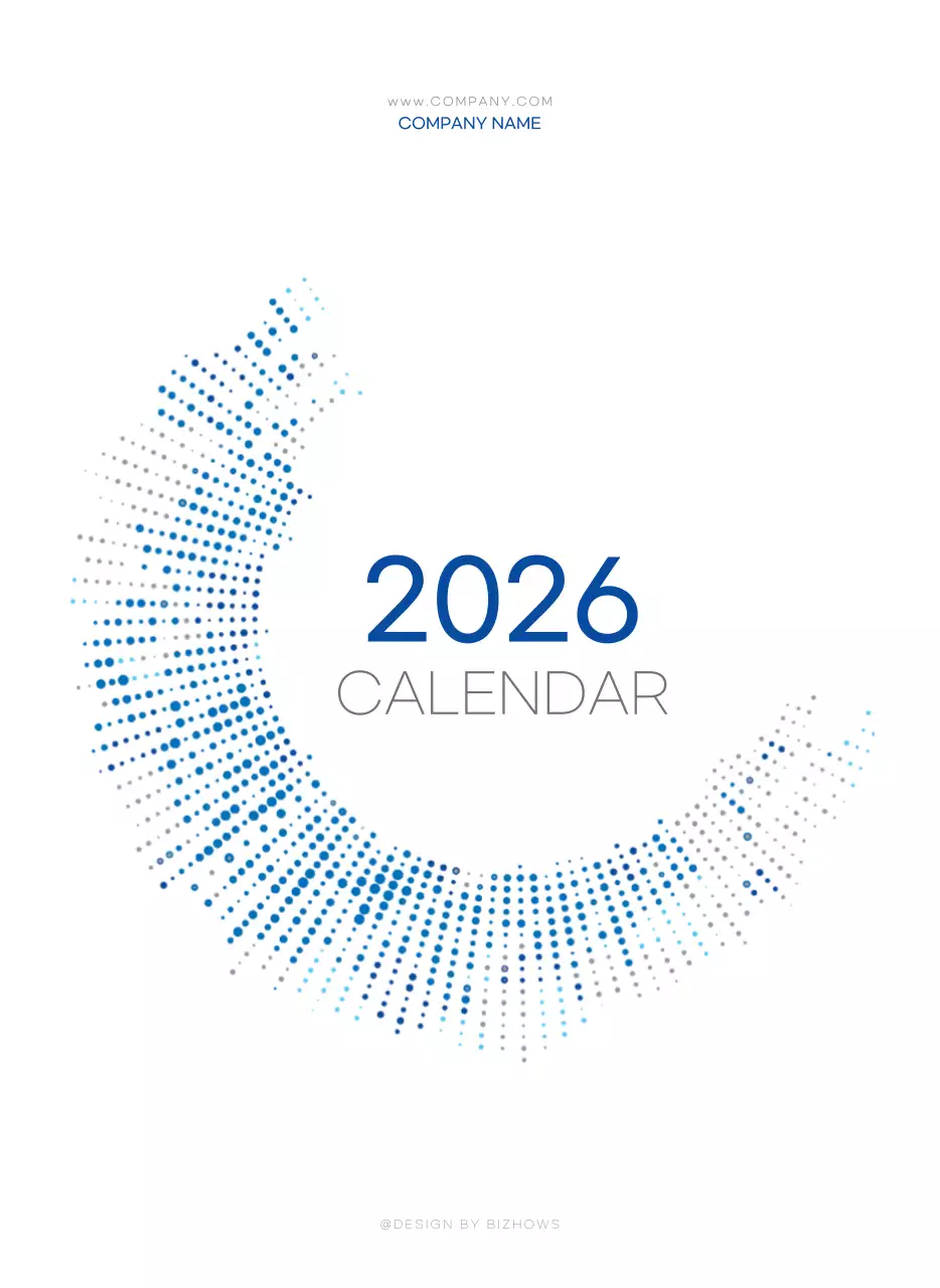 파란색과 하얀색의 심플한 비즈니스 컨셉 벽걸이 달력