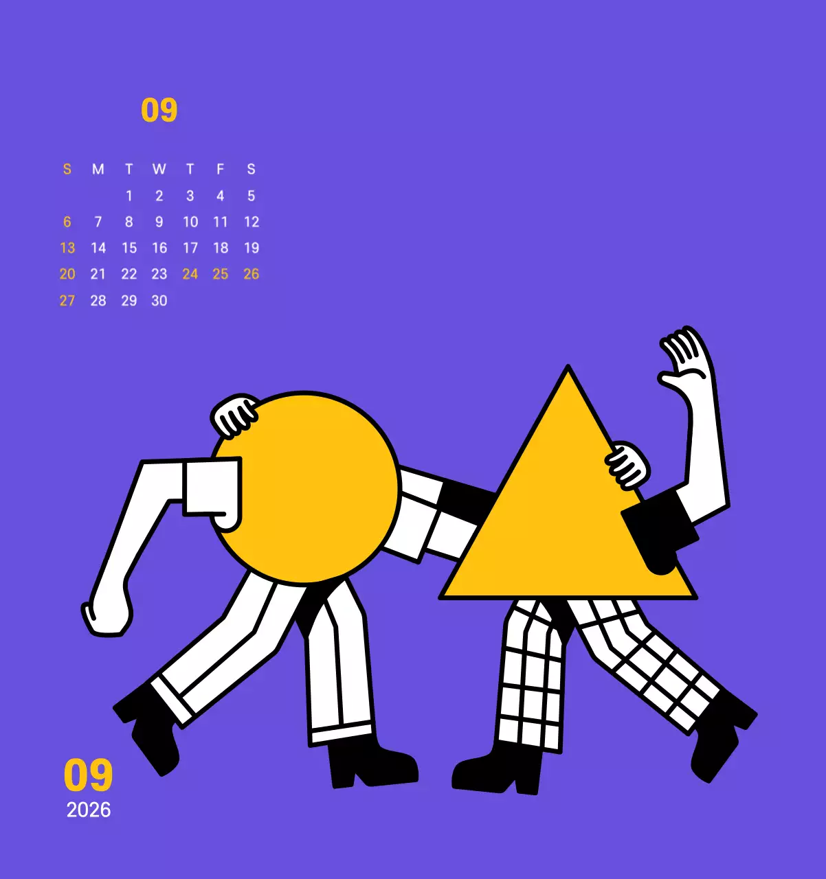 보라색 배경에 깔끔한 라인 일러스트