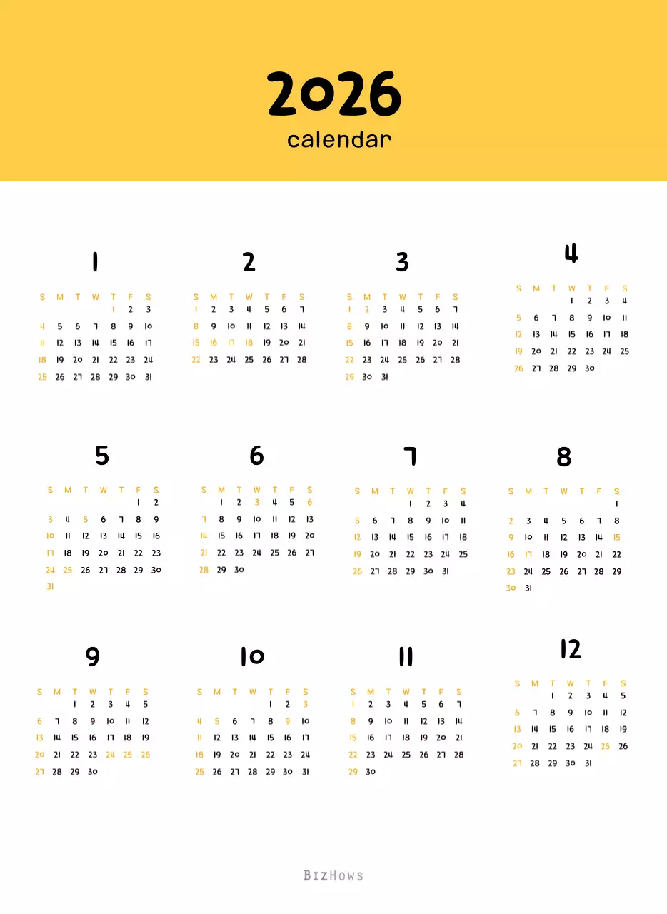 귀여운 일러스트의 신년 달력