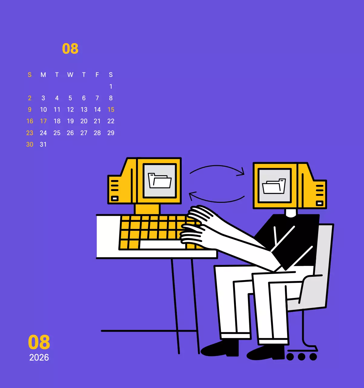 보라색 배경에 깔끔한 라인 일러스트