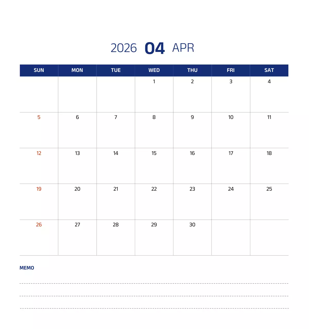 파란색의 깔끔한 일러스트가 들어간 심플한 달력