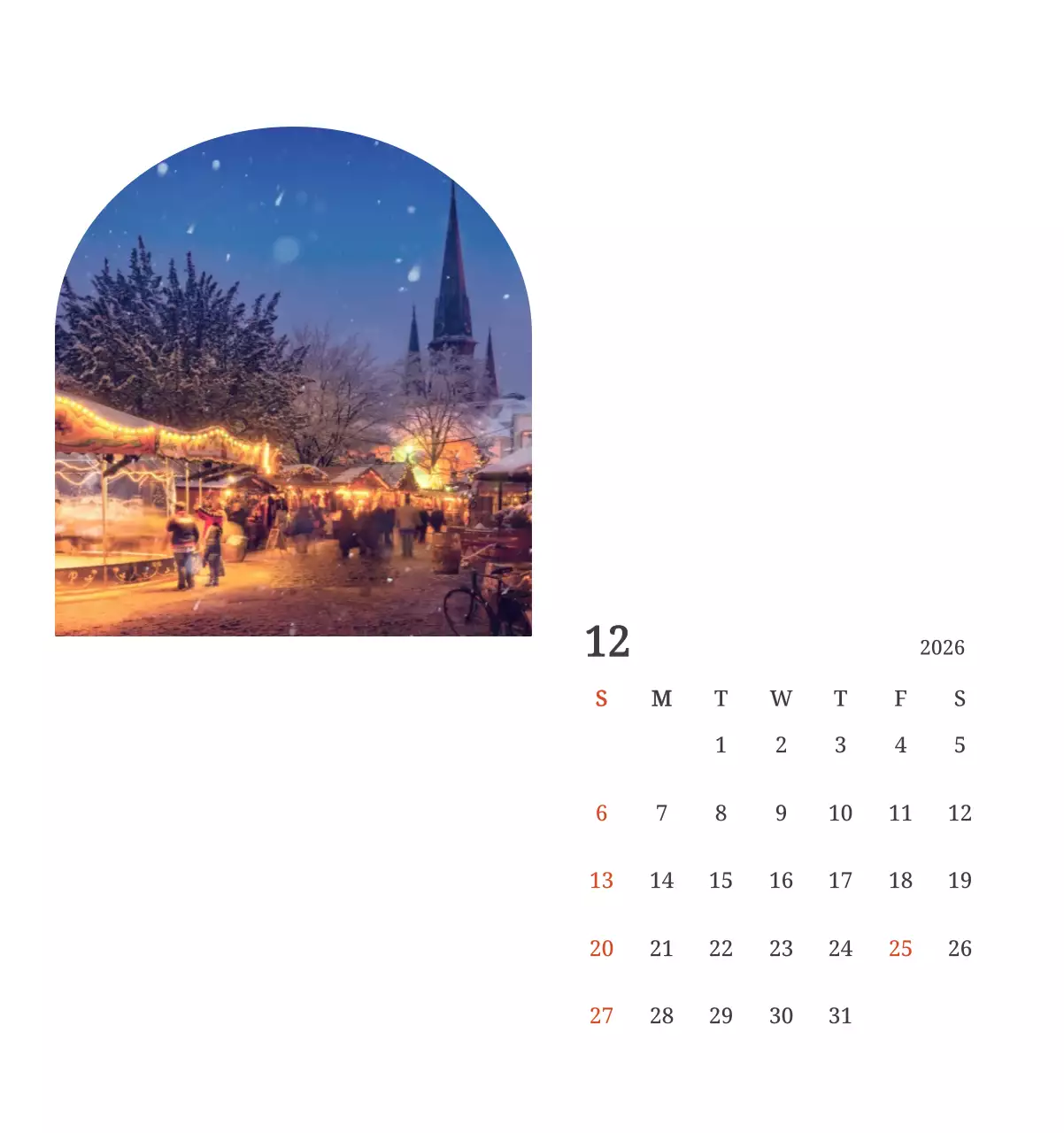 풍경 속 교회가 돋보이는 사진들로 이루어진 달력