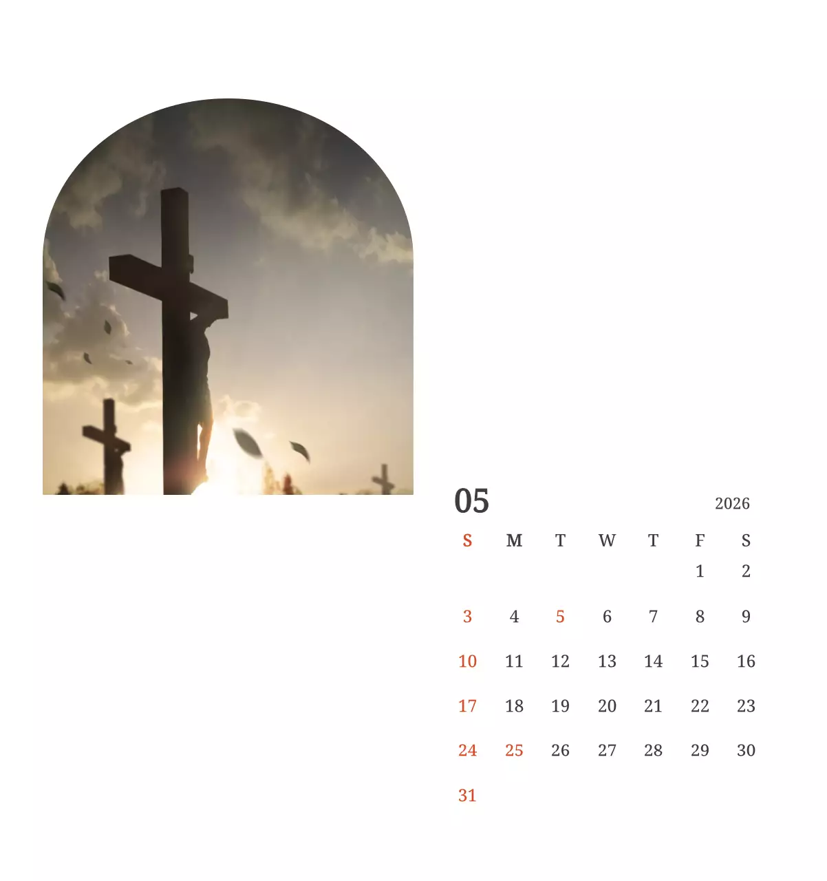 풍경 속 교회가 돋보이는 사진들로 이루어진 달력