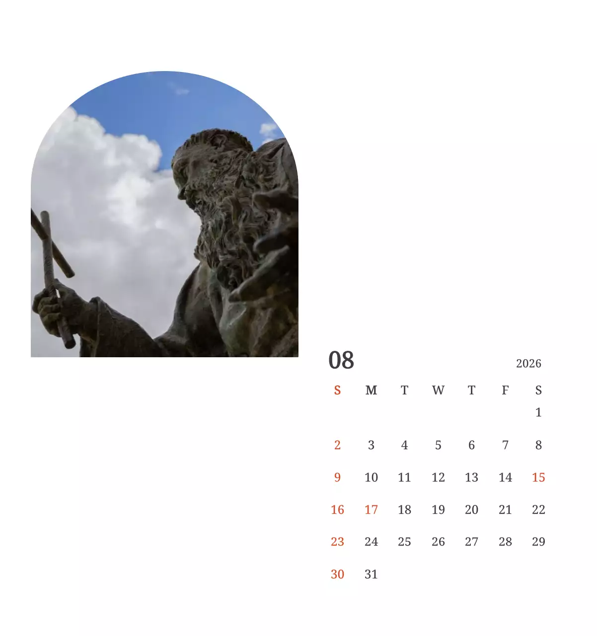 풍경 속 교회가 돋보이는 사진들로 이루어진 달력