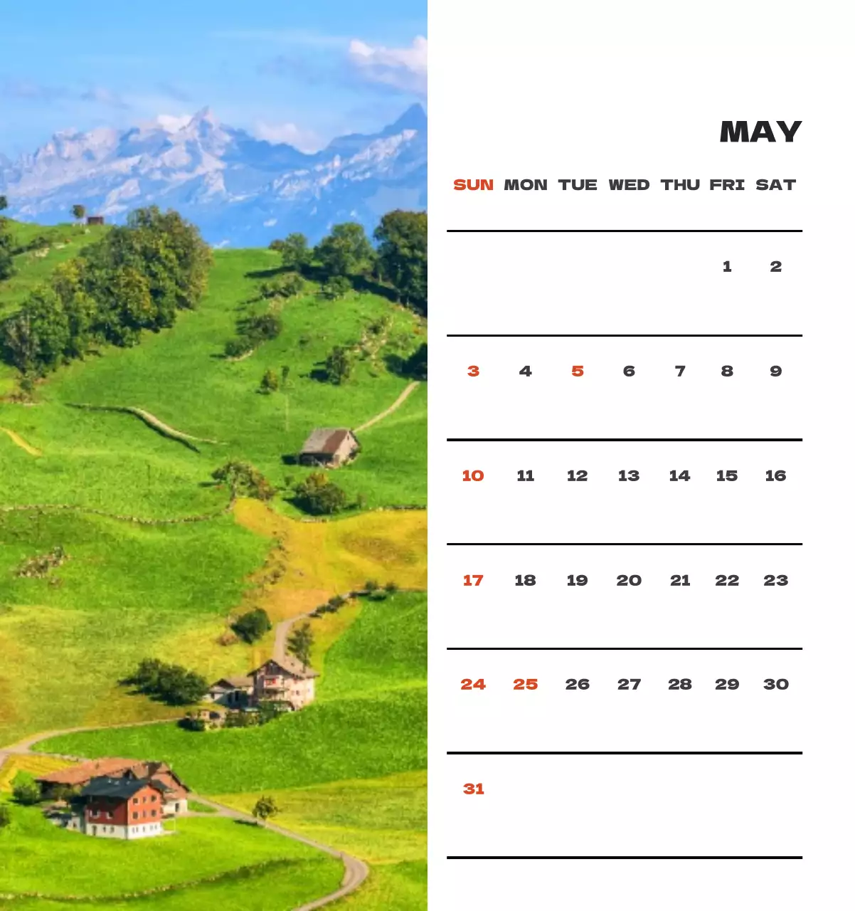 사계절 풍경의 여행 사진과 깔끔하고 과감한 텍스트 레이아웃의 연말 연시 기념 여행사 기업