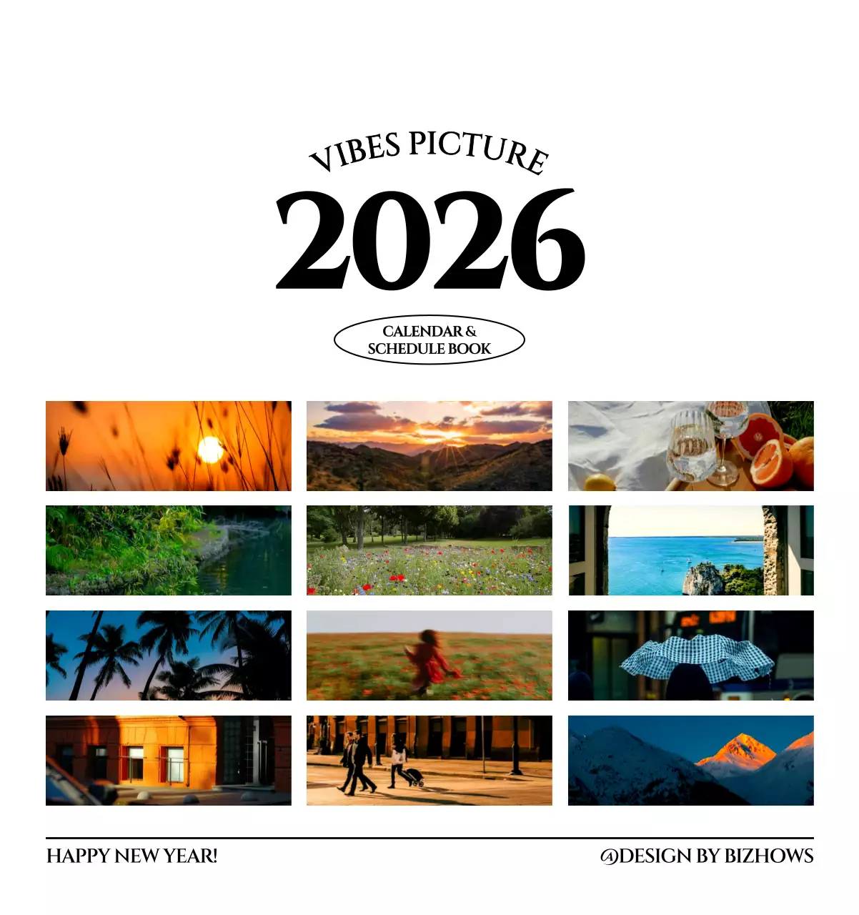 흑백 감성적인 여행 사진 컨셉의 심플한 스타일 벽걸이 달력