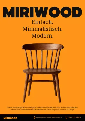Orangefarbene Werbung für moderne Möbel