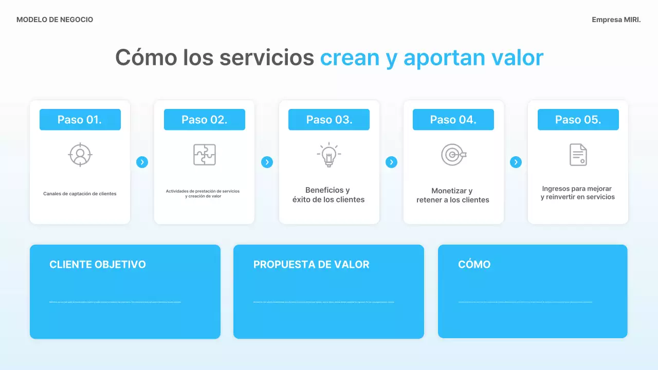 Planificación empresarial moderna en color azul cielo