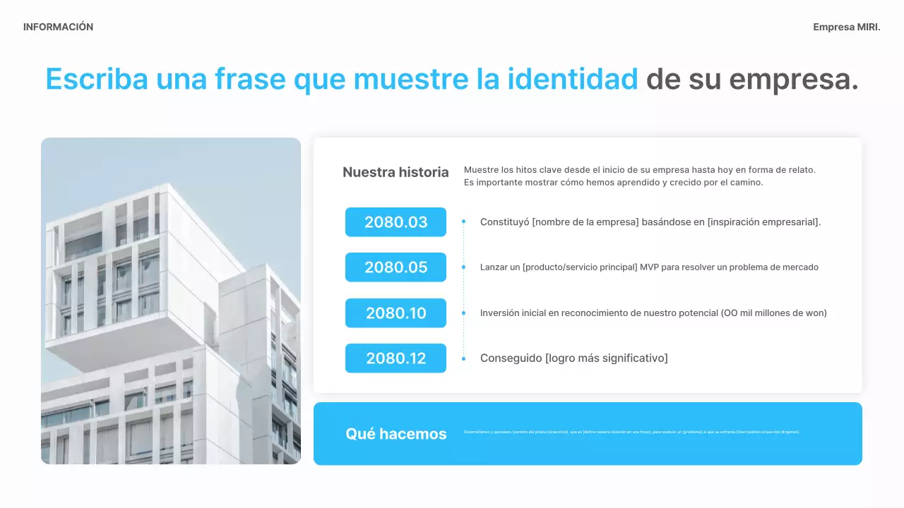 Planificación empresarial moderna en color azul cielo