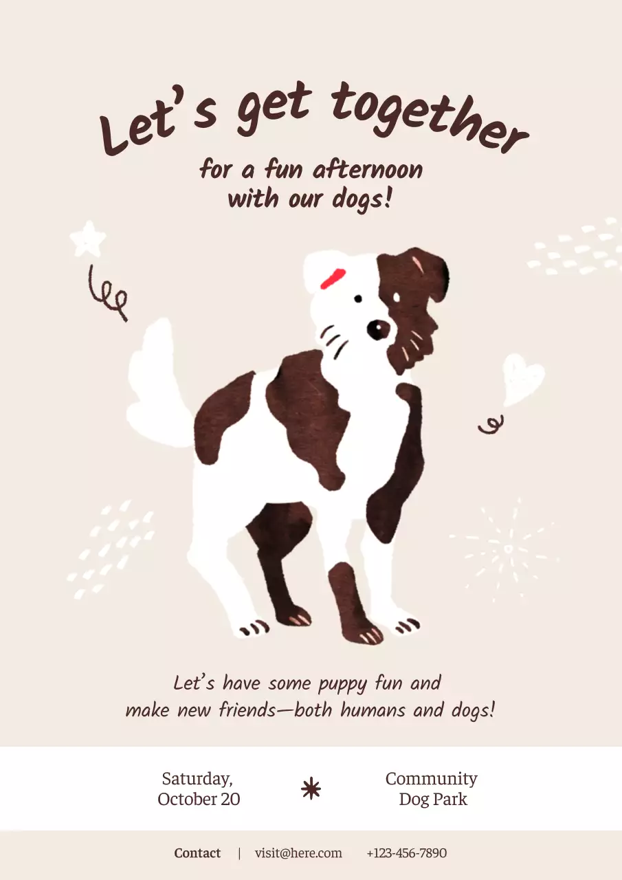 Beige Playful Dog Event Invitation Poster