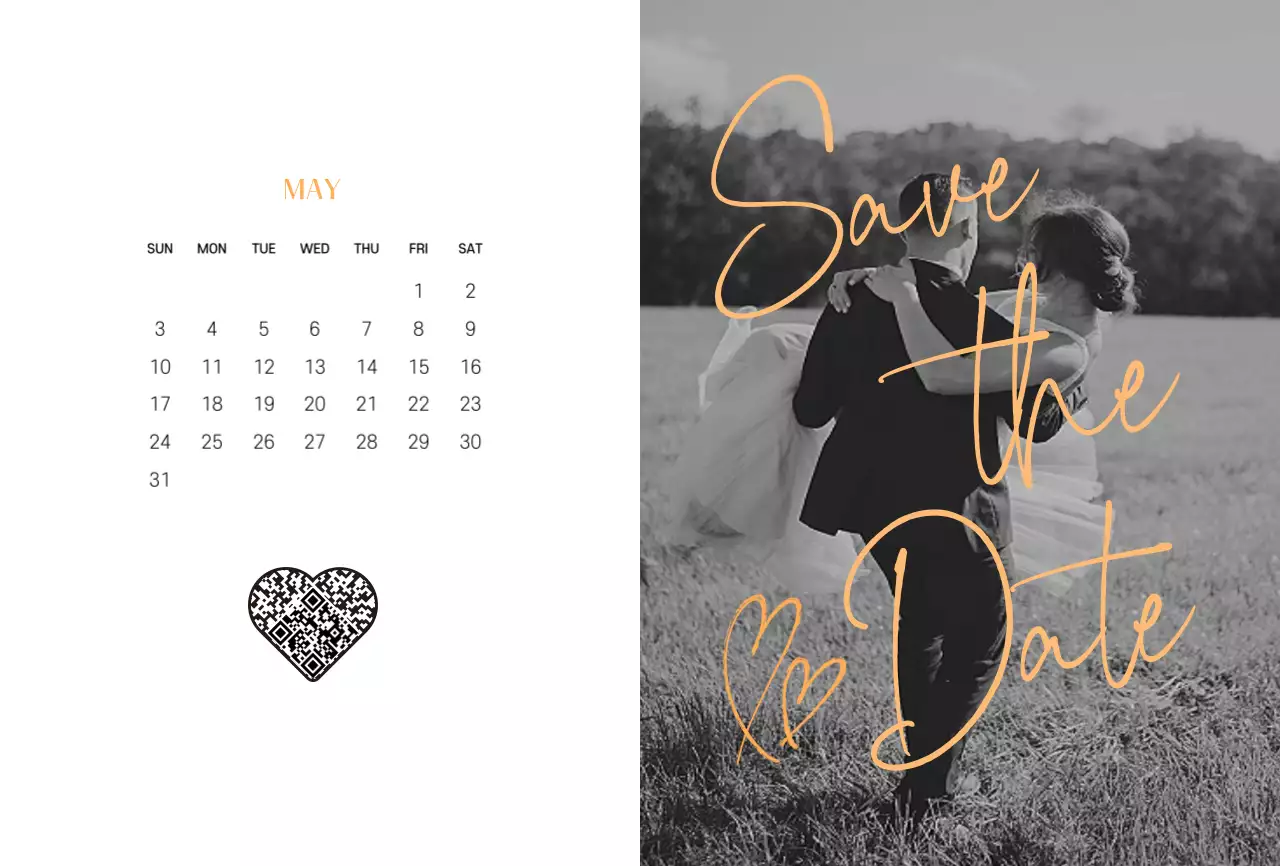 흑백 모던 결혼 초대장