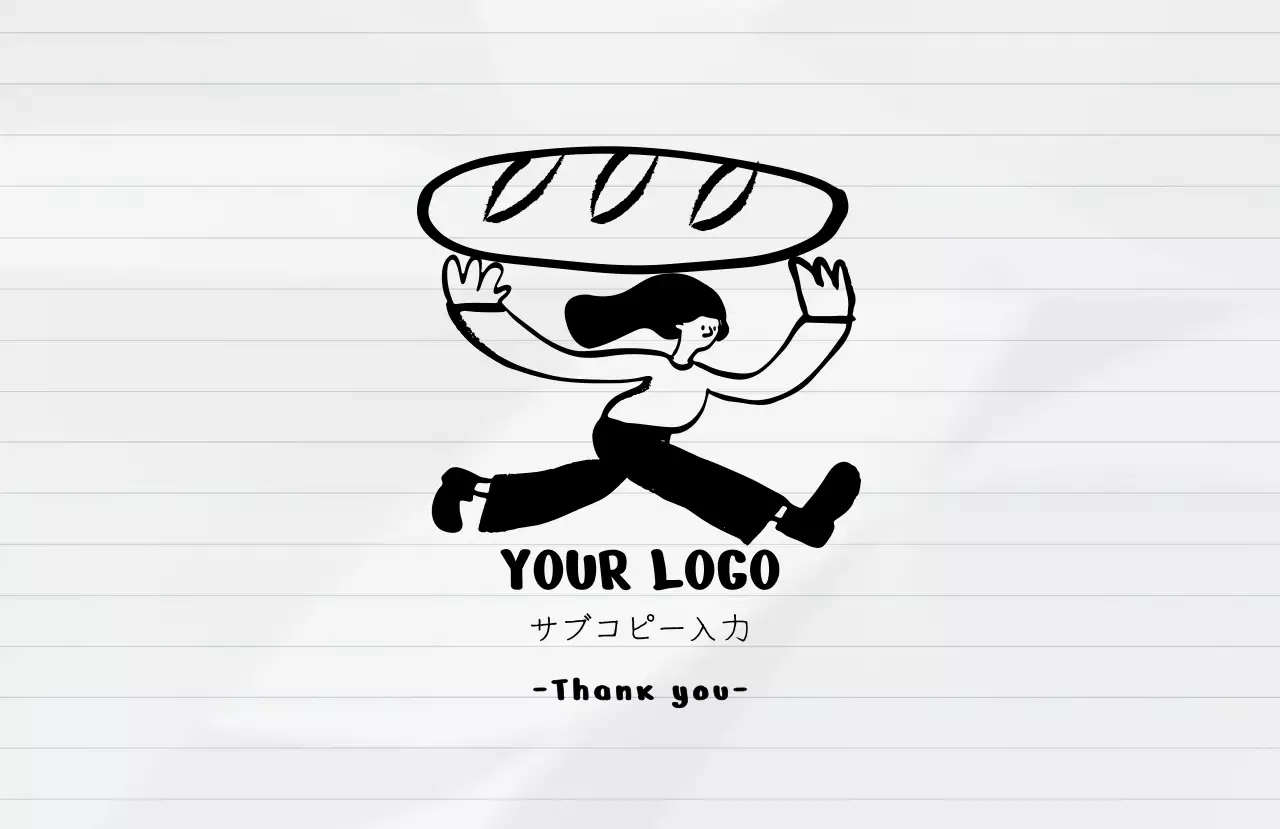 白黒 シンプル ベーカリー ロゴ イラスト