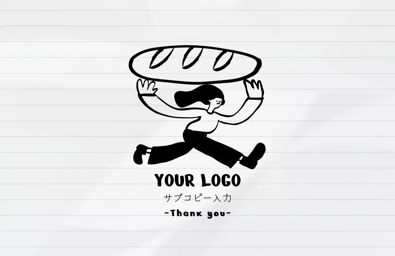 白黒 手書き パン ロゴ イラスト