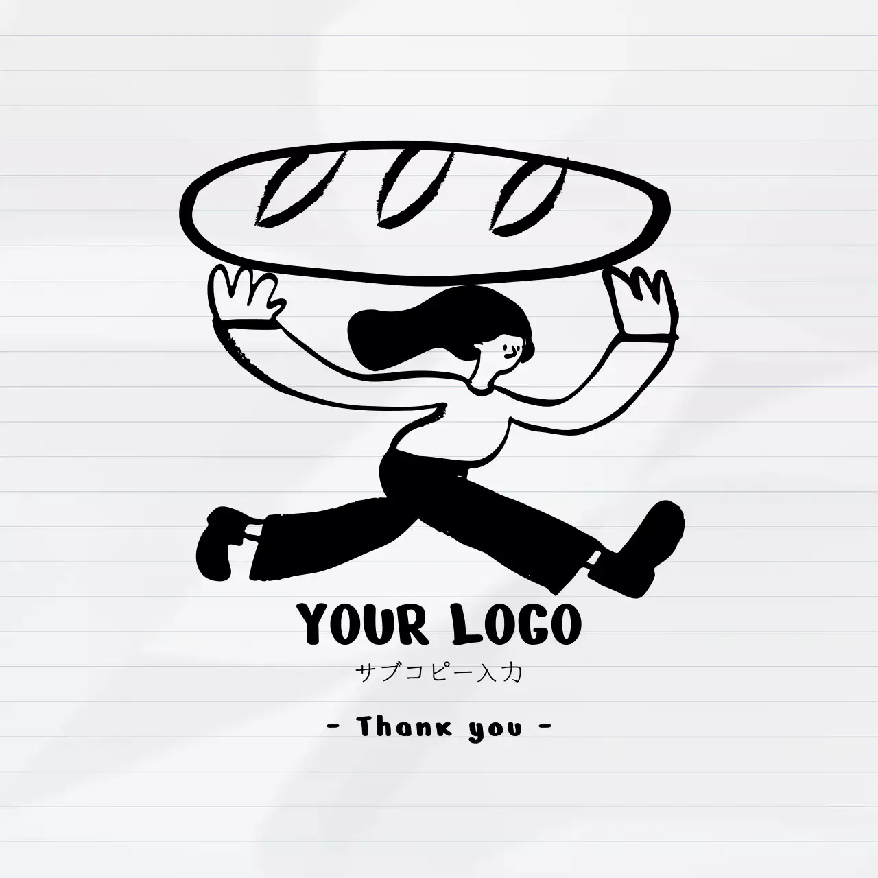 黒 シンプル ベーカリー ロゴ イラスト