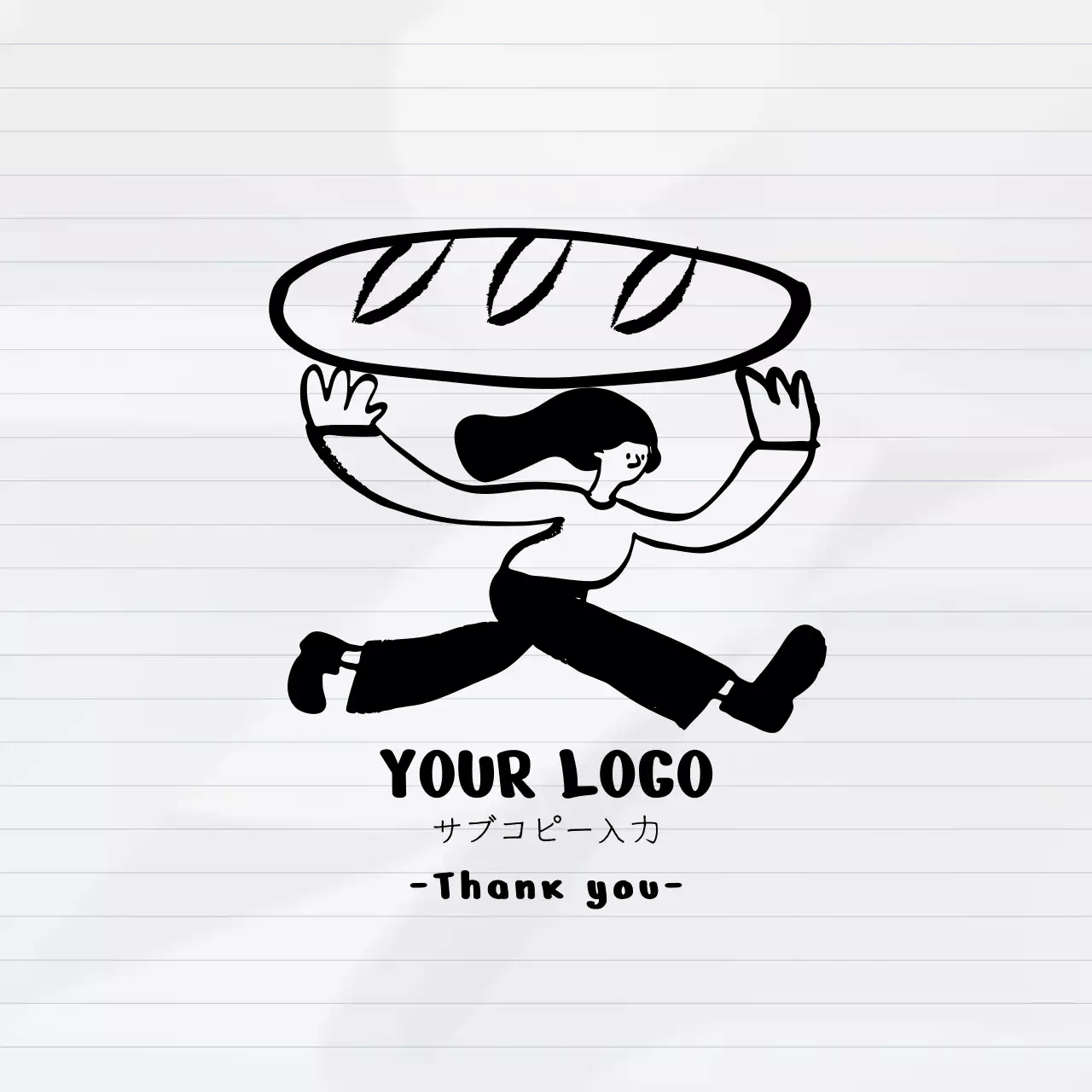 白黒 シンプル ベーカリー ロゴ イラスト