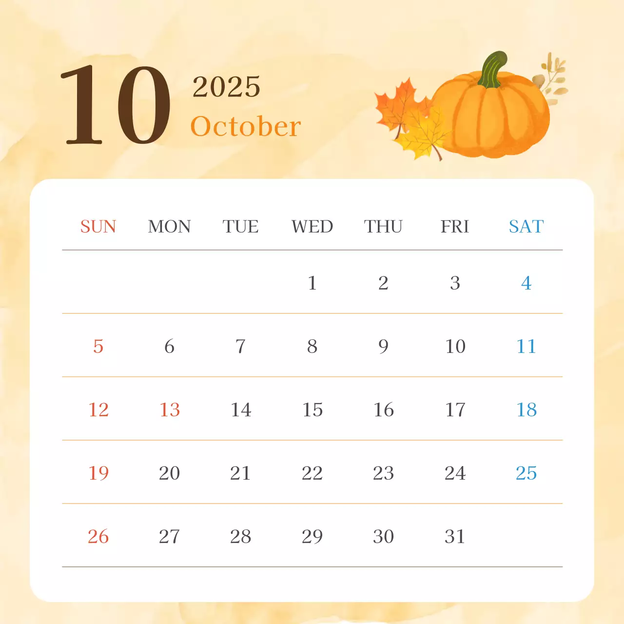 オレンジ シンプル カレンダー 予定表