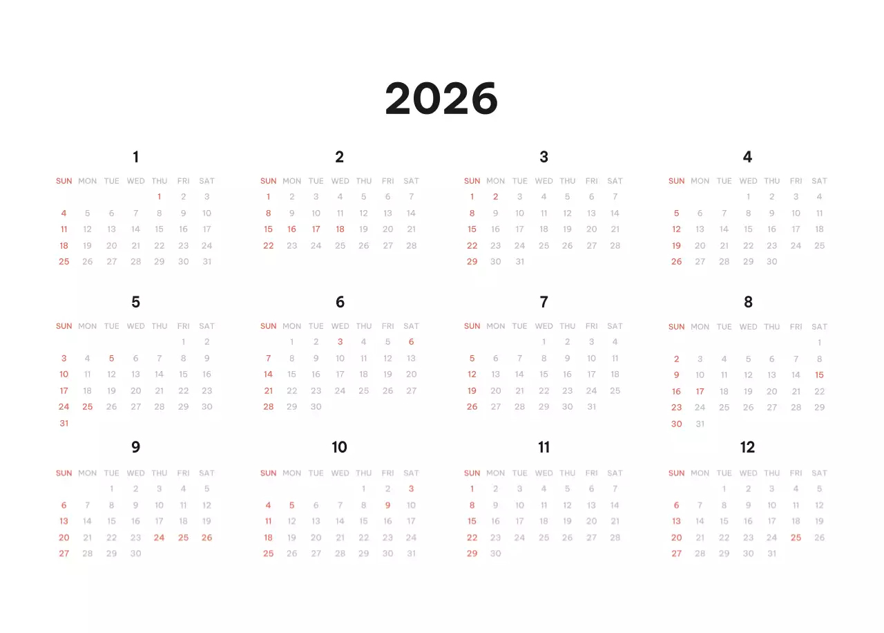 하늘색 모던 캘린더 달력