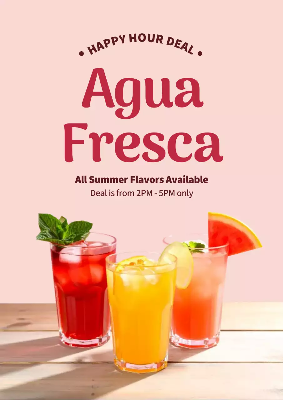 Pink Modern Beverage Promotion Poster