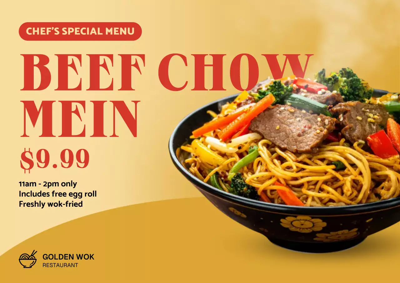 Yellow Traditional Food Promotion Poster