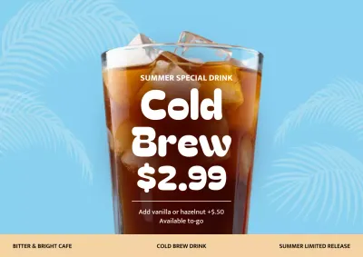 Blue Trendy Cold Brew Promotion Poster