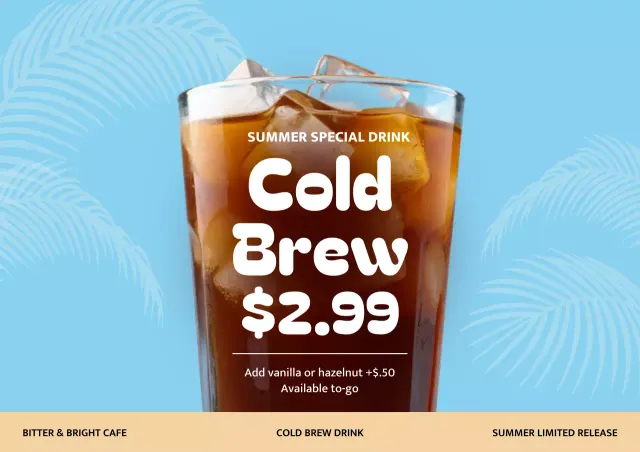 Poster Promosi Cold Brew Trendi Biru