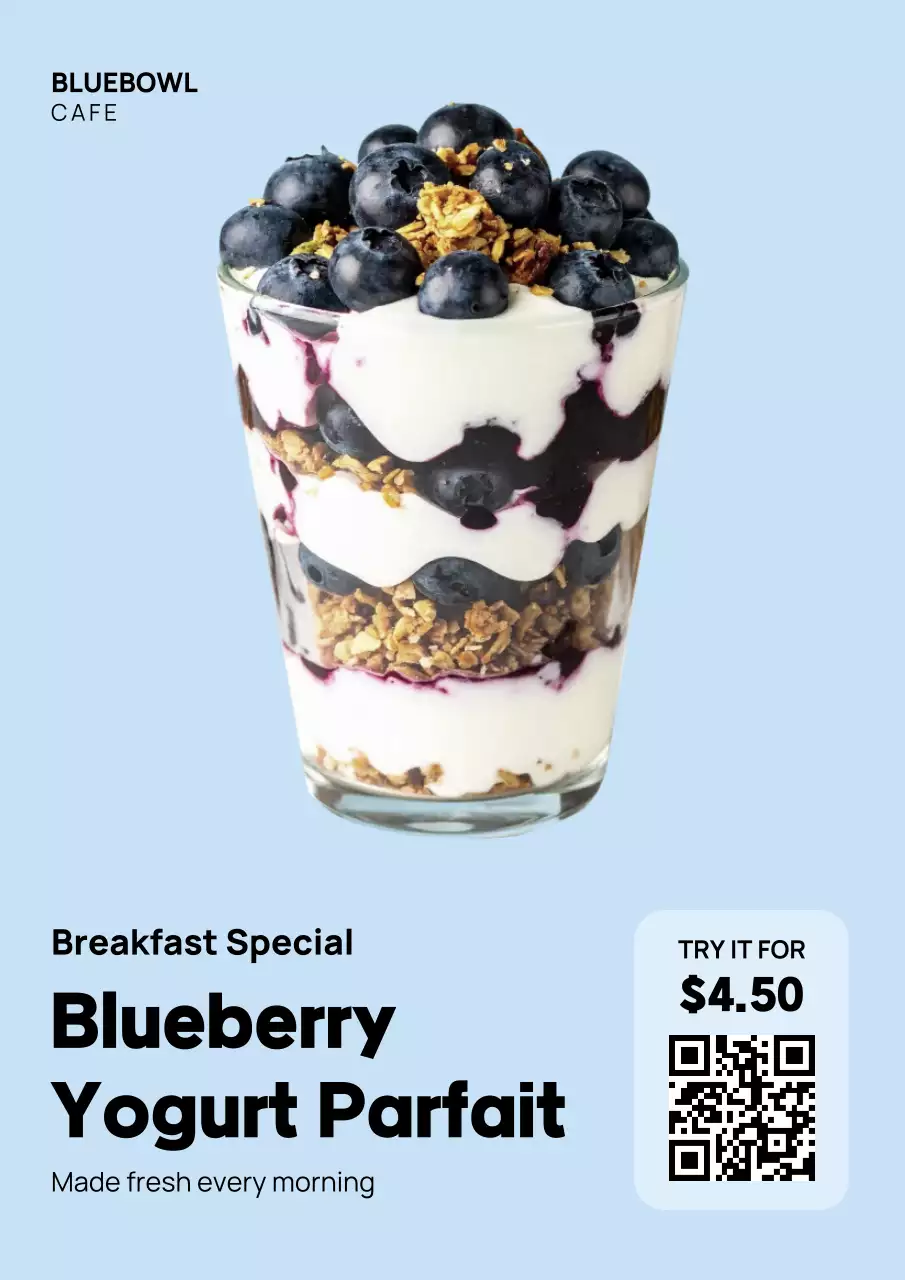 Blue Modern Breakfast Promotion Poster