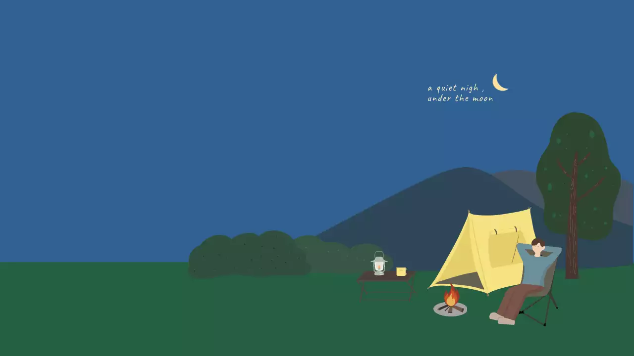 파랑 심플한 밤하늘 숲 속 감성 캠핑