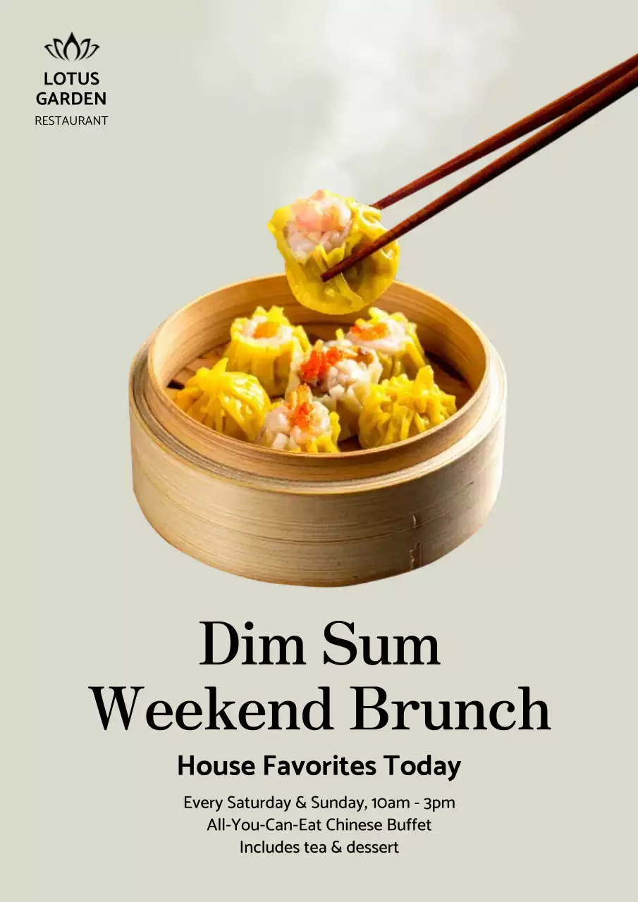 Beige Traditional Dim Sum Menu Poster