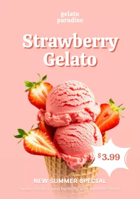 Pink Trendy Dessert Promotion Poster