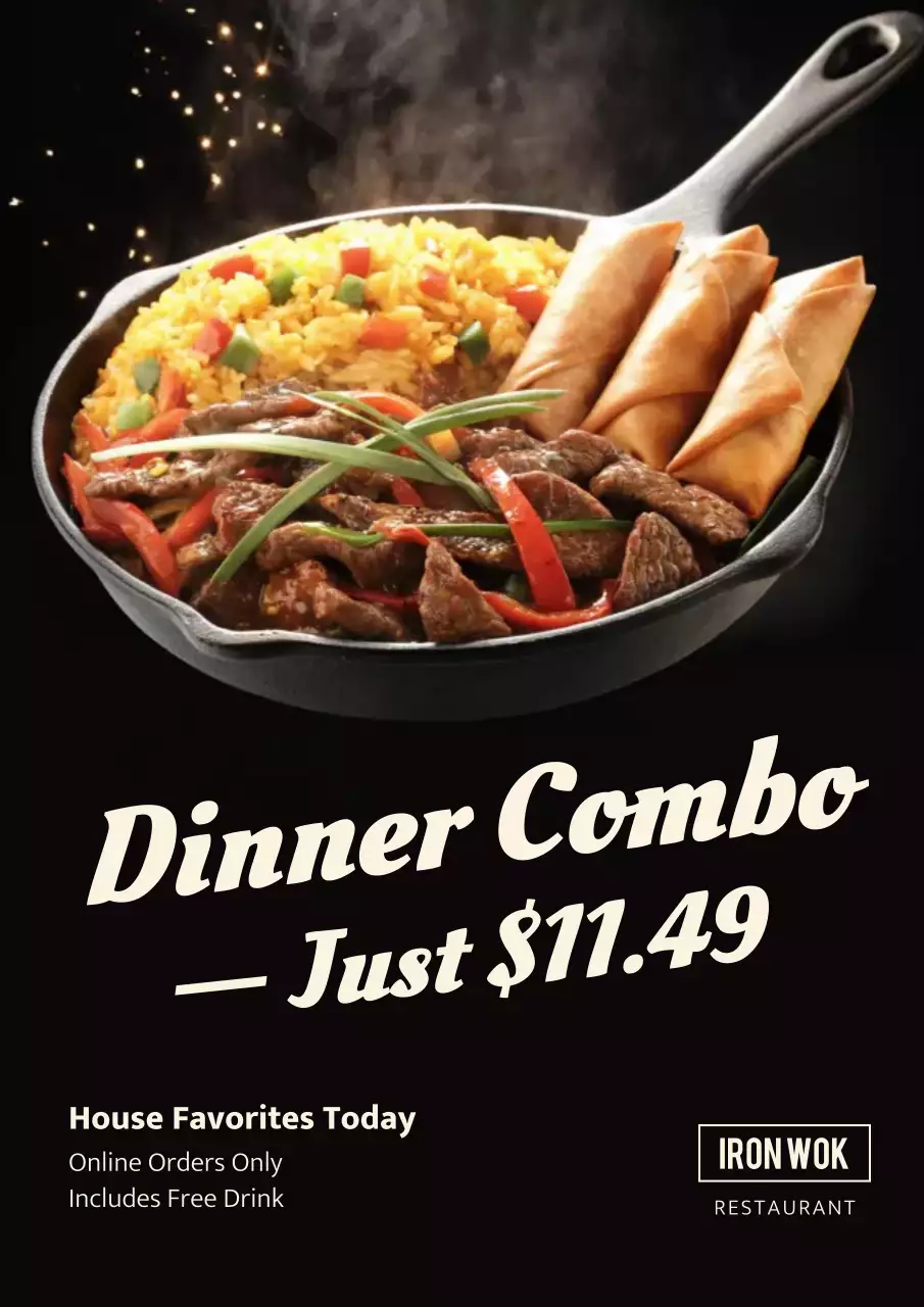 Black Modern Dinner Promotion Poster