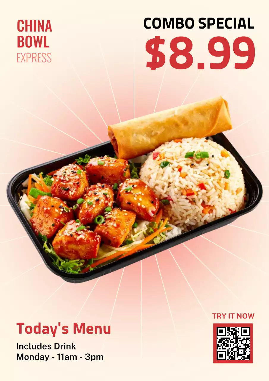Red Modern Food Menu Advertisement Poster
