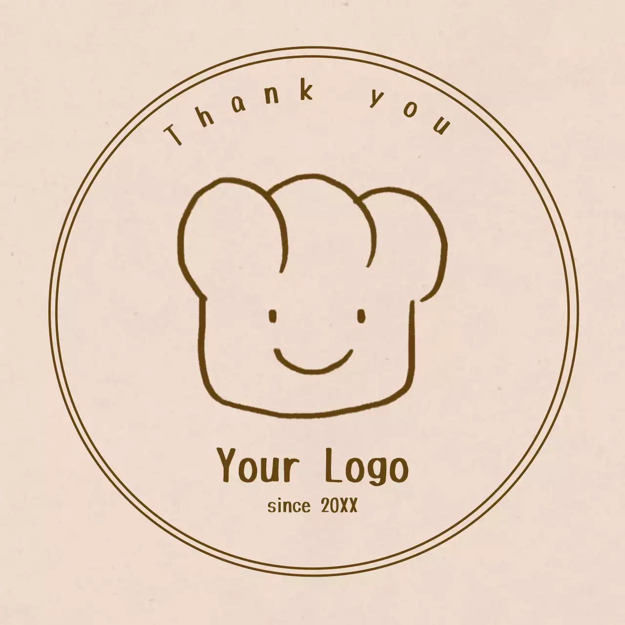 ベージュ シンプル ロゴ シール イラスト