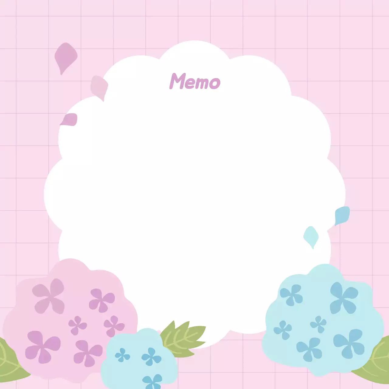 보라색 심플 수국 메모지