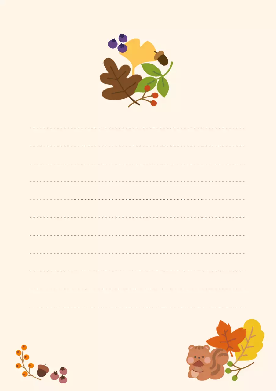 베이지색의 가을 단풍 편지지