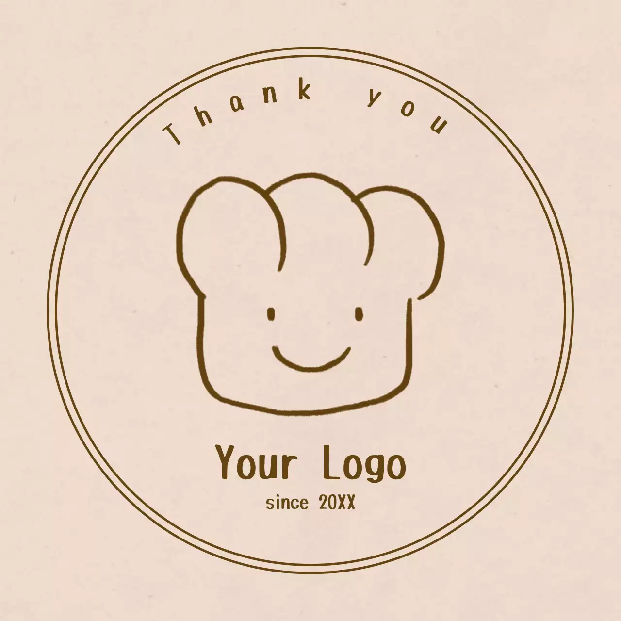 ベージュ かわいい ベーカリー ロゴ イラスト