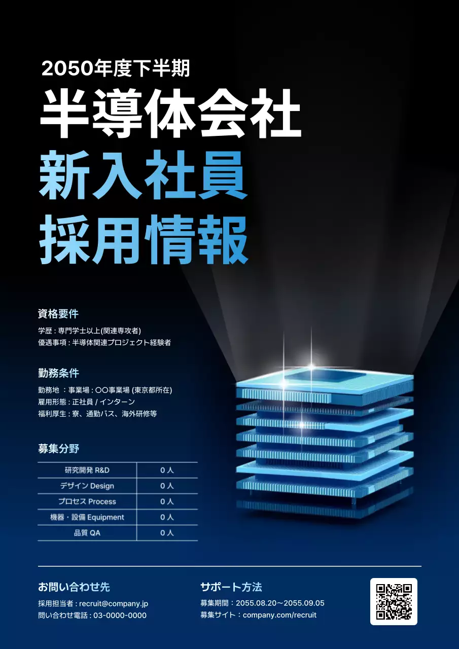 青 モダン 採用 ポスター