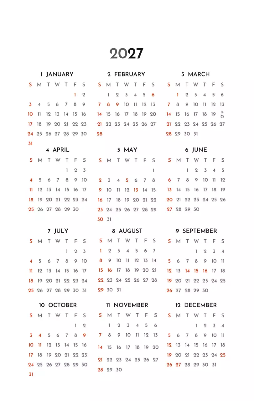 그레이의 심플한 기업 달력