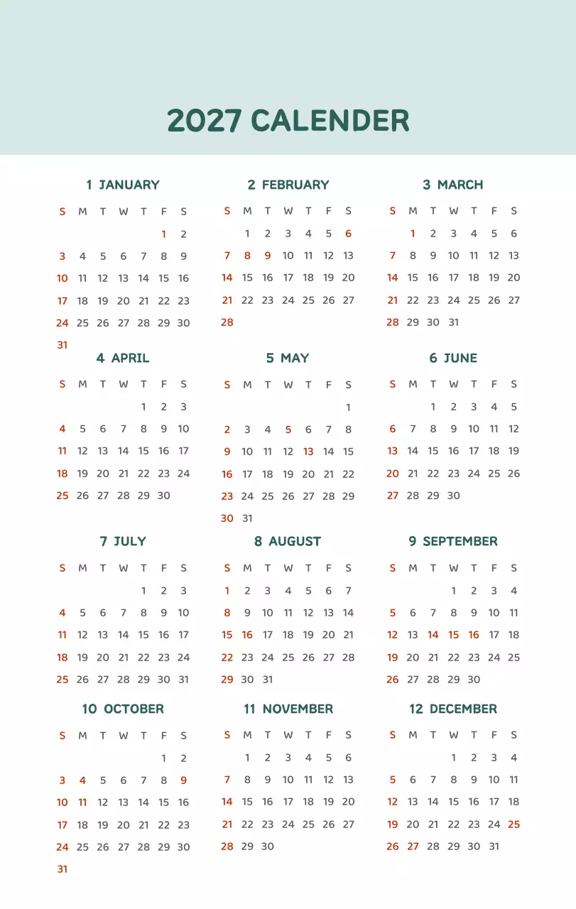 다양한 컬러의 감성적인 일러스트가 들어간 달력