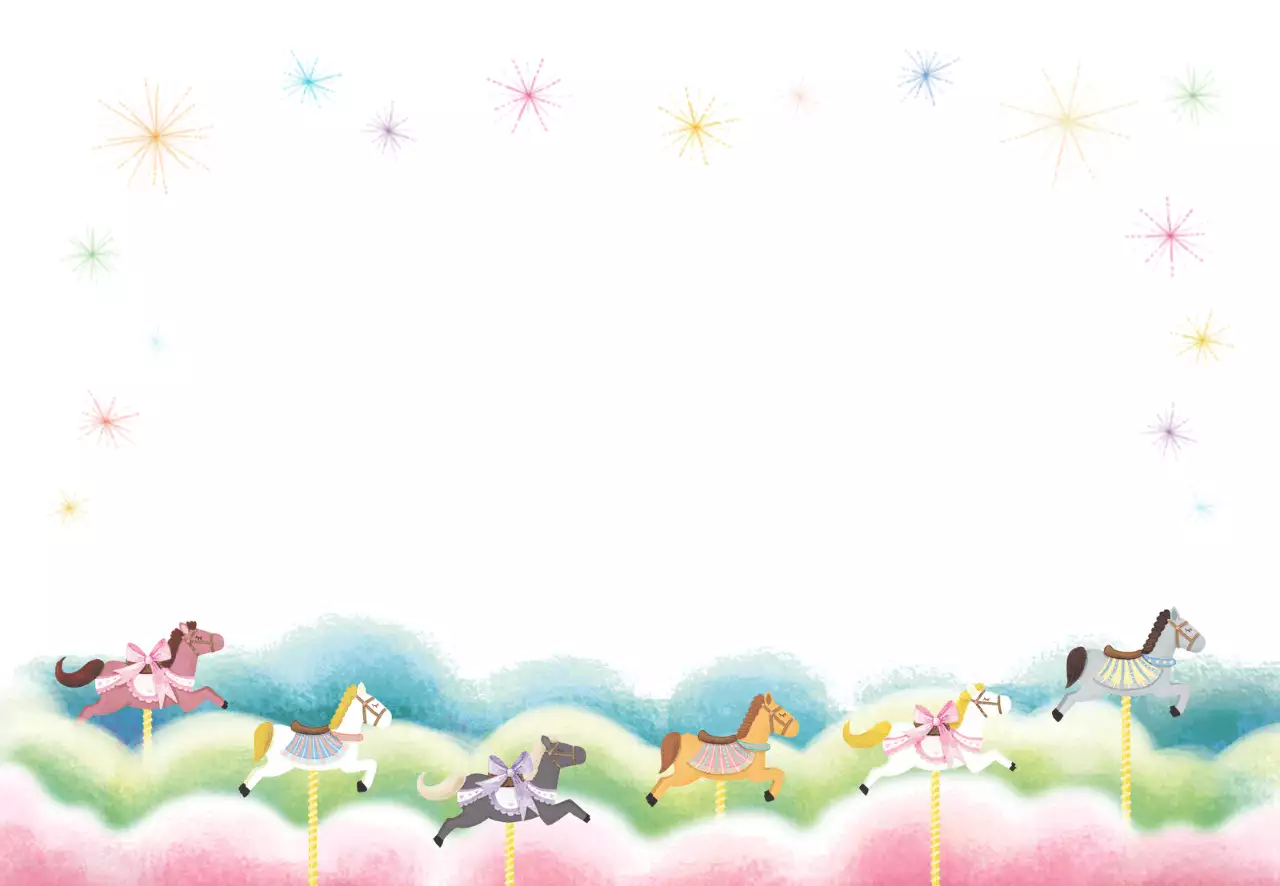 알록달록 환상적인 목마 메모 엽서