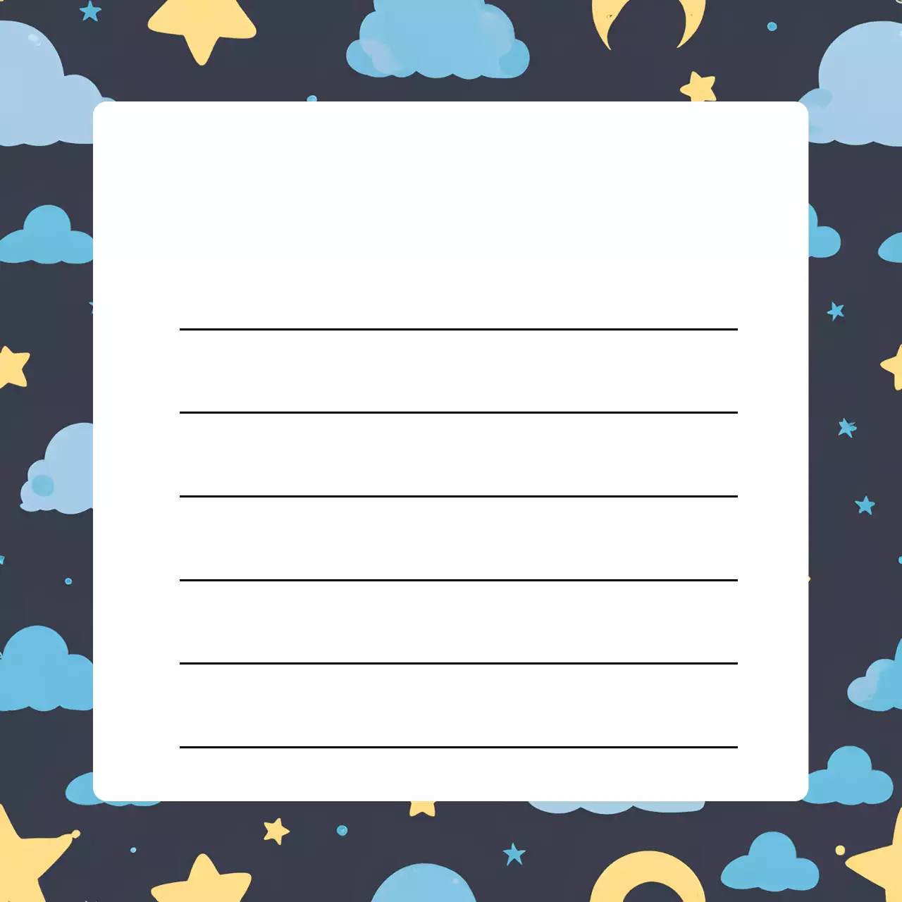남색 구름 별 귀여운 메모