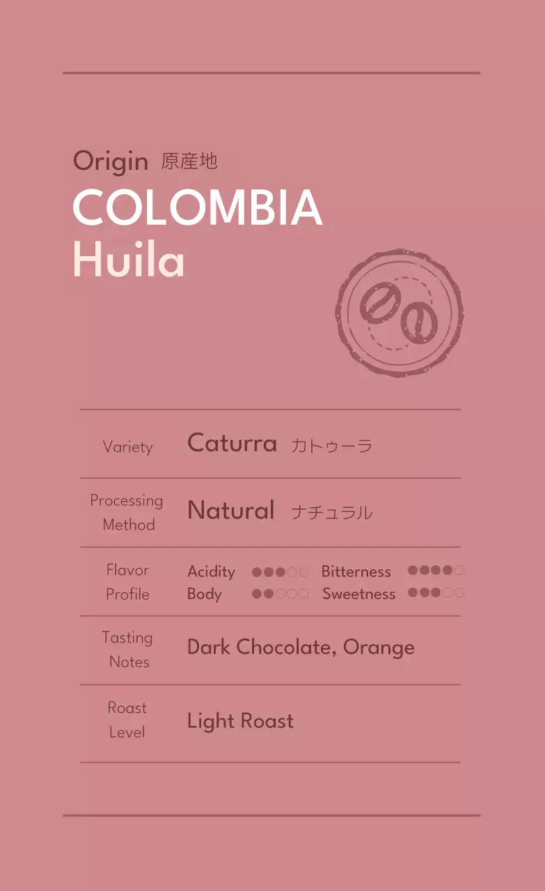 ピンク シンプル コーヒー ラベル コーヒー豆紹介