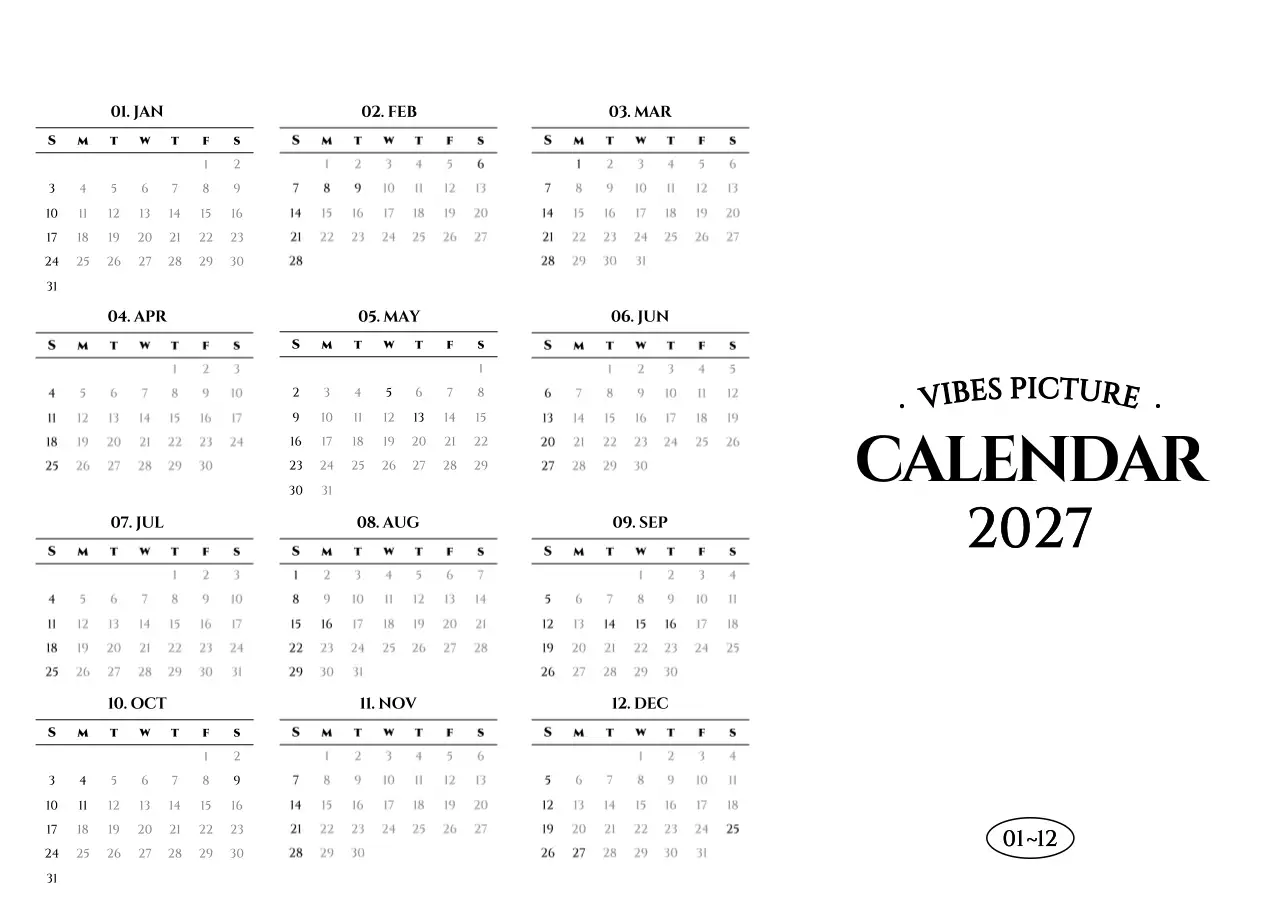 감성적인 여행 사진 컨셉의 심플한 스타일 달력