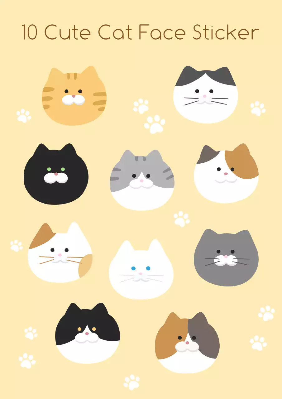 베이지색 아기자기하고 귀여운 점눈 고양이 얼굴