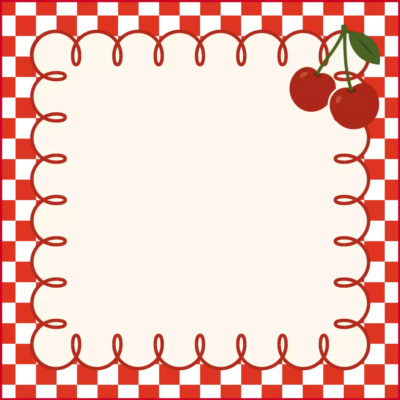 귀여운 빨간 체크 체리 장식