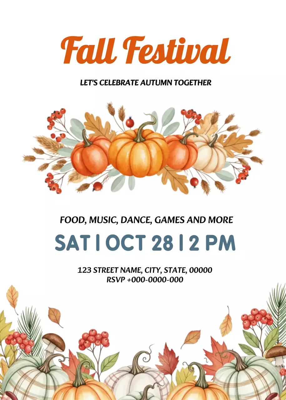 오렌지 빈티지 가을 초대장